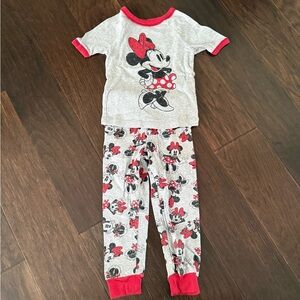 Disney | Minnie Mouse Gray Short Sleeve + Long Pants Fitted Pajama Set